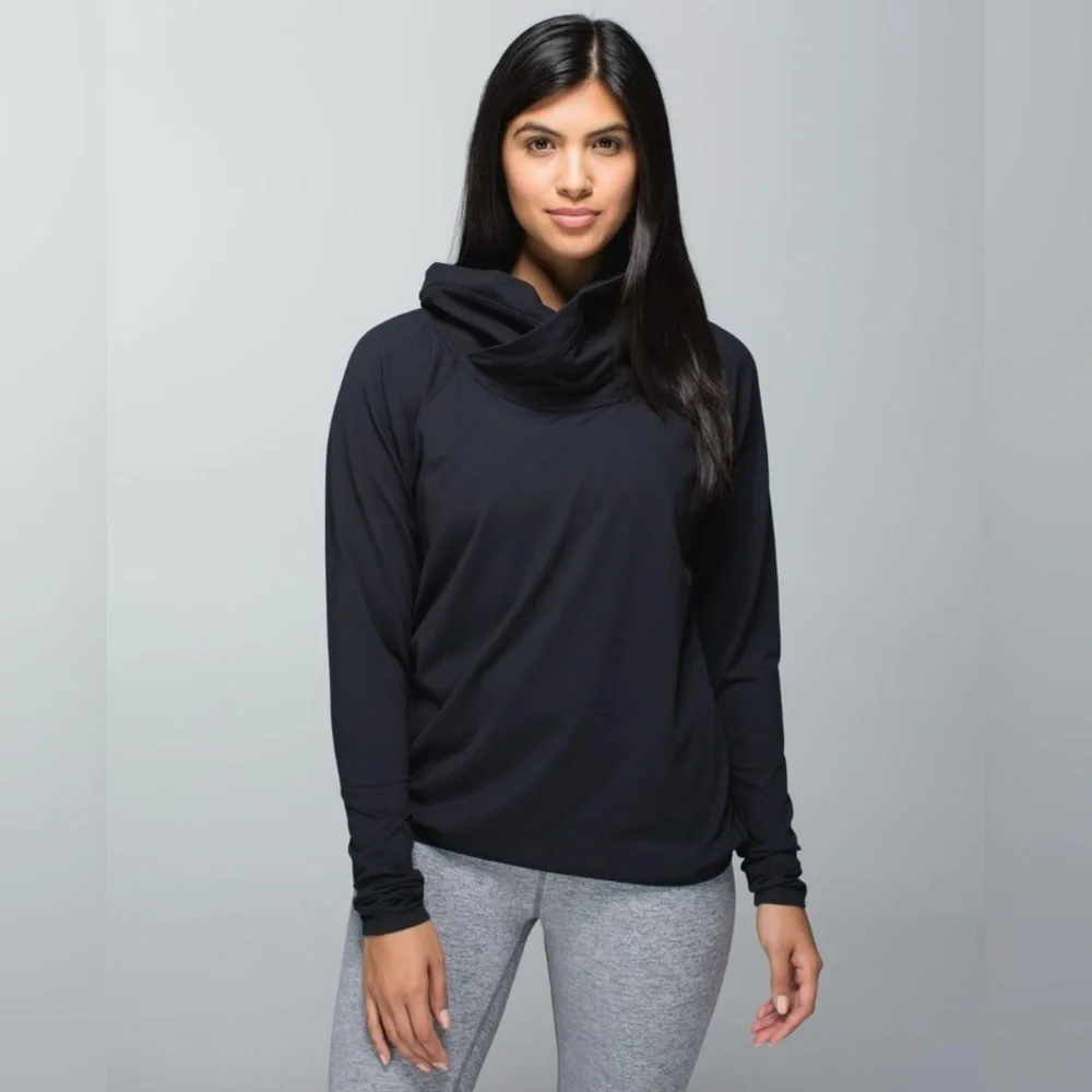 Lululemon Healthy Heart Pullover Crossover Cowl Neck Black size 6